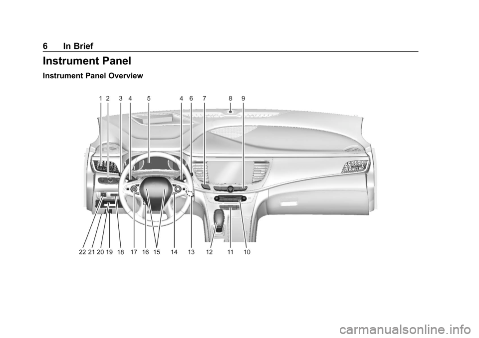 BUICK LACROSSE 2019  Owners Manual Buick LaCrosse Owner Manual (GMNA-Localizing-U.S./Canada-12032549) -
2019 - crc - 8/20/18
6 In Brief
Instrument Panel
Instrument Panel Overview 