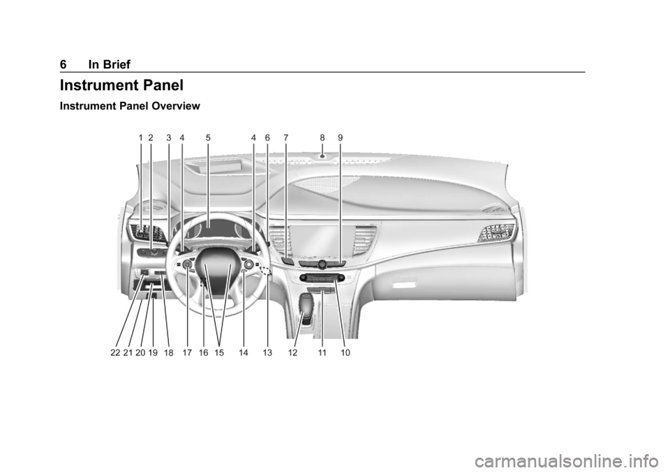 BUICK LACROSSE 2019 Owners Manual Buick LaCrosse Owner Manual (GMNA-Localizing-U.S./Canada-12032549) -
2019 - crc - 8/20/18
6 In Brief
Instrument Panel
Instrument Panel Overview BUICK LACROSSE 2019 Owners Manual Buick LaCrosse Owner Manual (GMNA-Localizing-U.S./Canada-12032549) -
2019 - crc - 8/20/18
6 In Brief
Instrument Panel
Instrument Panel Overview
