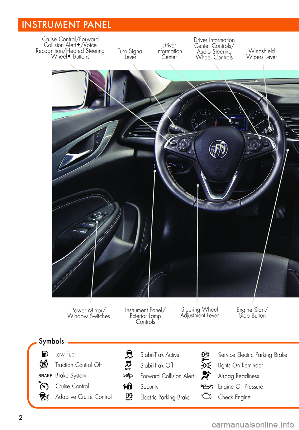 BUICK REGAL SPORTBACK 2019 Get To Know Guide 2
Turn Signal Lever
Driver Information Center
Cruise Control/Forward Collision AlertF/Voice Recognition/Heated Steering WheelF Buttons
Driver Information Center Controls/ Audio Steering Wheel Controls BUICK REGAL SPORTBACK 2019 Get To Know Guide 2
Turn Signal Lever
Driver Information Center
Cruise Control/Forward Collision AlertF/Voice Recognition/Heated Steering WheelF Buttons
Driver Information Center Controls/ Audio Steering Wheel Controls