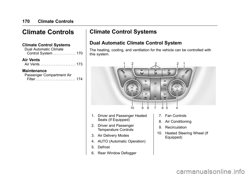 BUICK VERANO 2016 Owners Manual Buick Verano Owner Manual (GMNA-Localizing-U.S./Canada/Mexico-
9085356) - 2016 - crc - 10/19/15
170 Climate Controls
Climate Controls
Climate Control Systems
Dual Automatic ClimateControl System . . . BUICK VERANO 2016 Owners Manual Buick Verano Owner Manual (GMNA-Localizing-U.S./Canada/Mexico-
9085356) - 2016 - crc - 10/19/15
170 Climate Controls
Climate Controls
Climate Control Systems
Dual Automatic ClimateControl System . . .