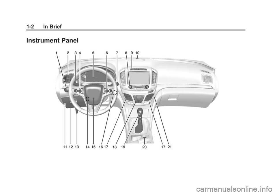 BUICK REGAL 2015  Owners Manual Black plate (2,1)Buick Regal Owner Manual (GMNA-Localizing-U.S./Canada/Mexico-
7576024) - 2015 - CRC - 9/15/14
1-2 In Brief
Instrument Panel 