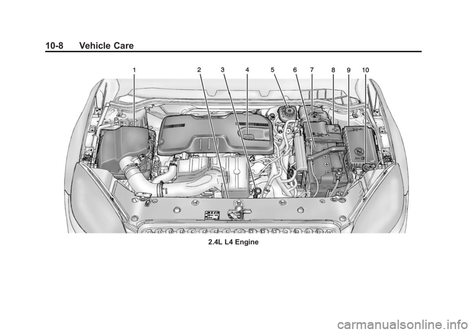 BUICK VERANO 2015 Owners Manual Black plate (8,1)Buick Verano Owner Manual (GMNA-Localizing-U.S./Canada/Mexico-
7707488) - 2015 - CRC - 10/31/14
10-8 Vehicle Care
2.4L L4 Engine BUICK VERANO 2015 Owners Manual Black plate (8,1)Buick Verano Owner Manual (GMNA-Localizing-U.S./Canada/Mexico-
7707488) - 2015 - CRC - 10/31/14
10-8 Vehicle Care
2.4L L4 Engine