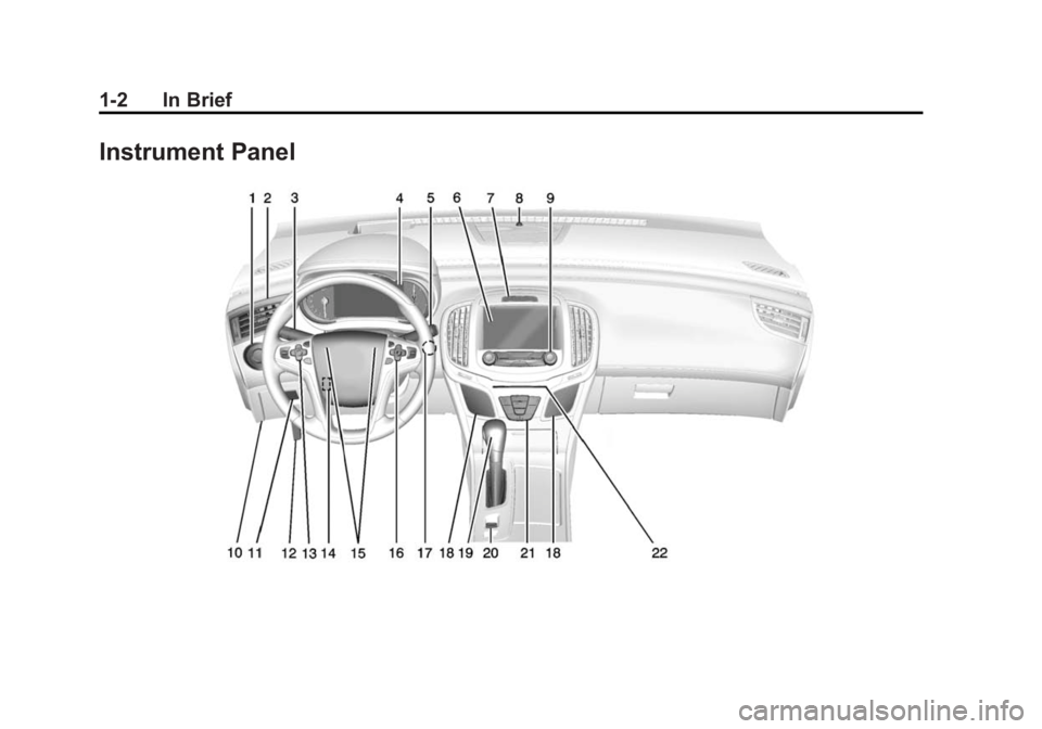 BUICK LACROSSE 2014  Owners Manual Black plate (2,1)Buick LaCrosse Owner Manual (GMNA-Localizing-U.S./Canada/Mexico-
6043609) - 2014 - 2nd Edition - 10/17/13
1-2 In Brief
Instrument Panel 