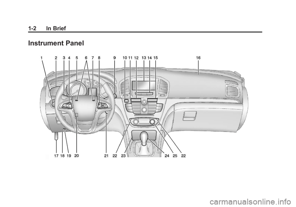 BUICK REGAL 2013 Owners Manual Black plate (2,1)Buick Regal Owner Manual - 2013 - crc - 11/5/12
1-2 In Brief
Instrument Panel BUICK REGAL 2013 Owners Manual Black plate (2,1)Buick Regal Owner Manual - 2013 - crc - 11/5/12
1-2 In Brief
Instrument Panel