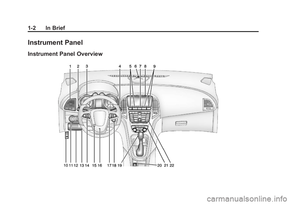 BUICK ENCLAVE 2012  Owners Manual Black plate (2,1)Buick Verano Owner Manual - 2013 - crc - 10/17/12
1-2 In Brief
Instrument Panel
Instrument Panel Overview 