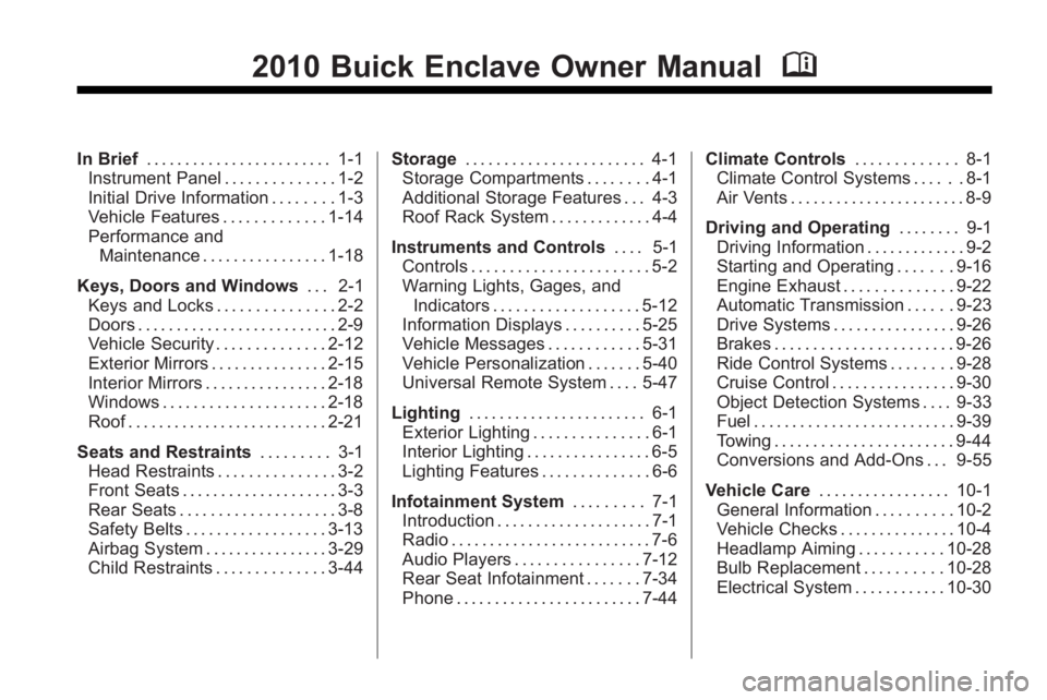 BUICK ENCLAVE 2010  Owners Manual 