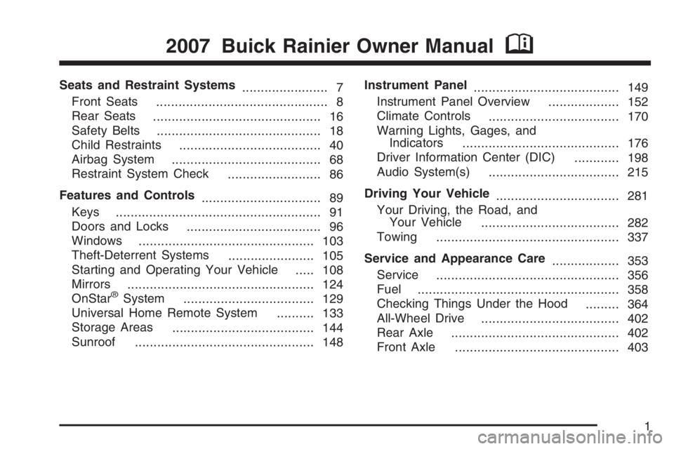 BUICK RAINIER 2007  Owners Manual 