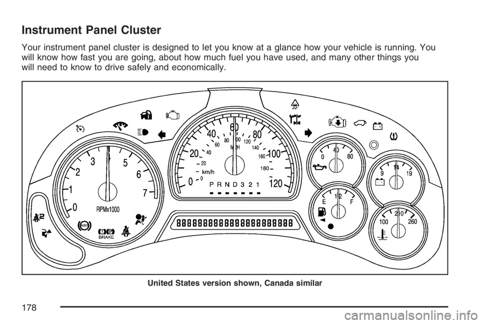 BUICK RAINIER 2007  Owners Manual Instrument Panel Cluster
Your instrument panel cluster is designed to let you know at a glance how your vehicle is running. You
will know how fast you are going, about how much fuel you have used, and