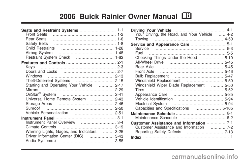 BUICK RAINIER 2006  Owners Manual 