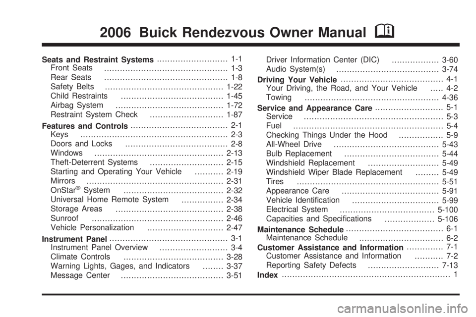 BUICK RANDEZVOUS 2006  Owners Manual 