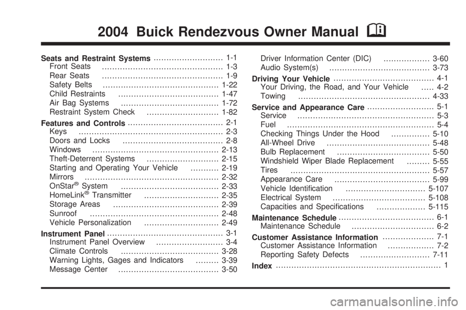 BUICK RANDEZVOUS 2004  Owners Manual 