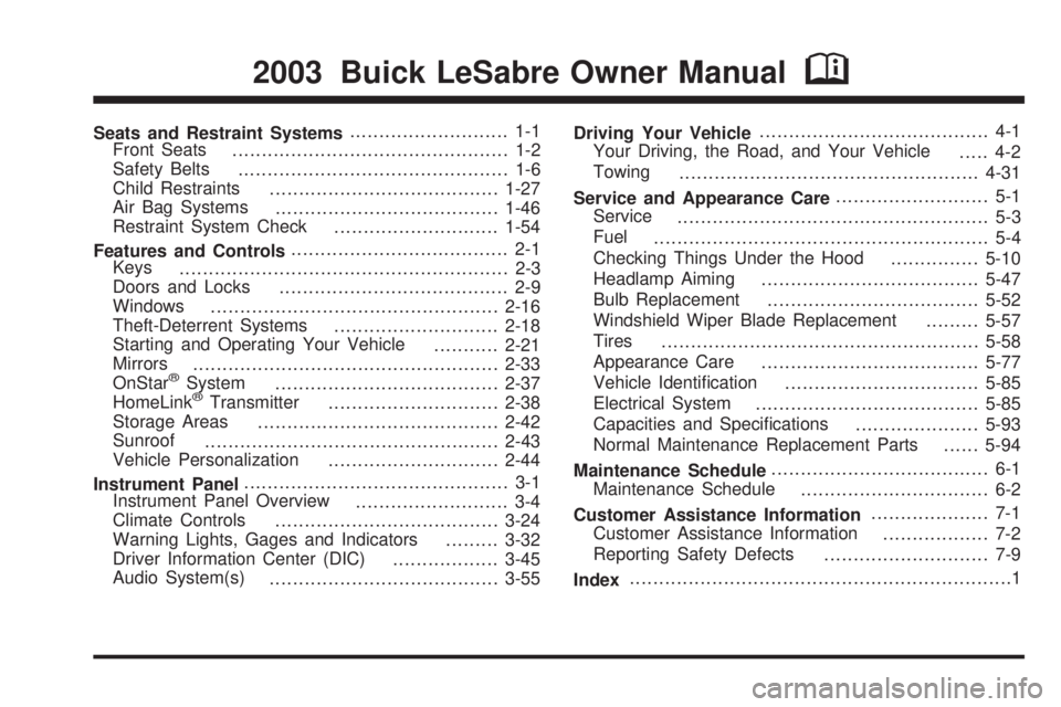 BUICK LESABRE 2003  Owners Manual 