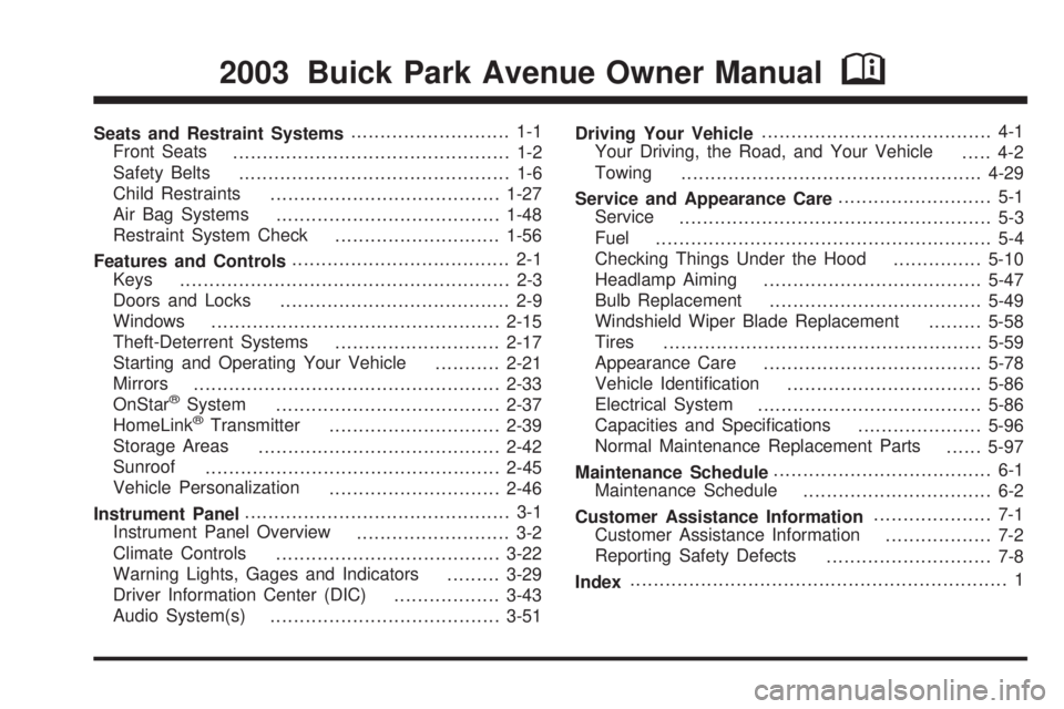 BUICK PARK AVENUE 2003  Owners Manual 