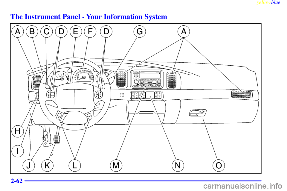 BUICK LESABRE 2000 Owners Manual yellowblue
2-62
The Instrument Panel - Your Information System BUICK LESABRE 2000 Owners Manual yellowblue
2-62
The Instrument Panel - Your Information System