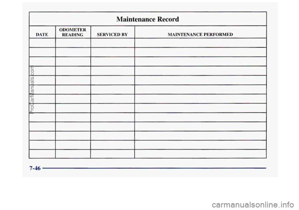 BUICK CENTURY 1997  Owners Manual Maintenance  Record 
7-46 
ProCarManuals.com 