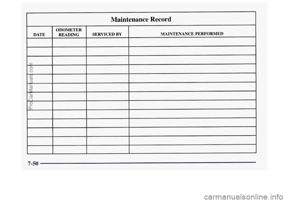 BUICK CENTURY 1997  Owners Manual I 1 
Maintenance Record 
7-50 
ProCarManuals.com 
