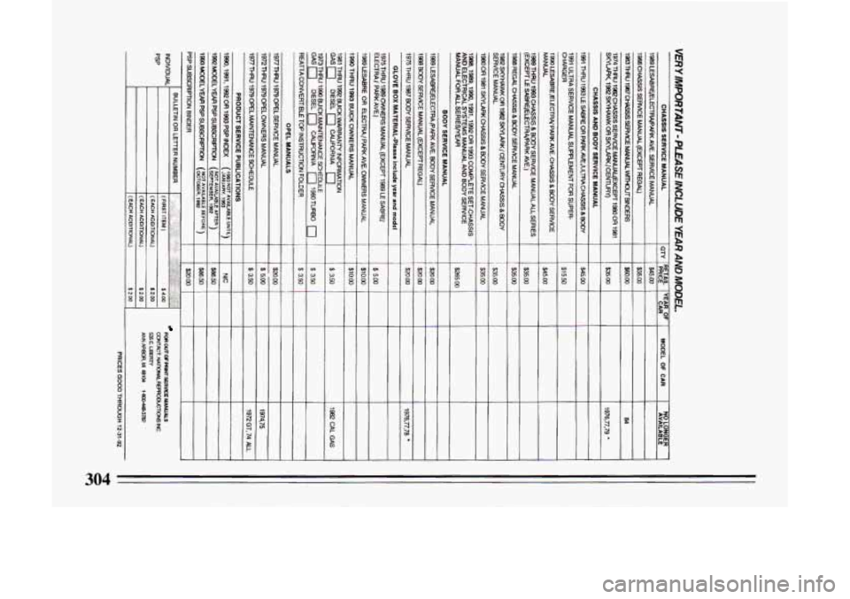 BUICK LESABRE 1993 Owners Manual 304 BUICK LESABRE 1993 Owners Manual 304
