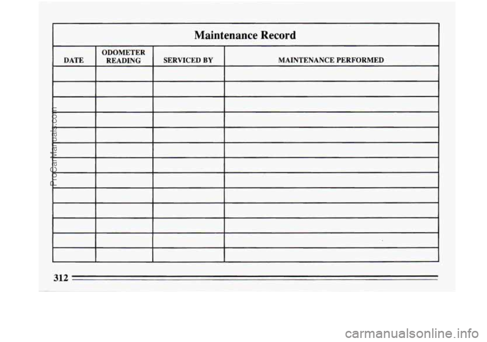 BUICK PARK AVENUE 1993 Owners Manual Maintenance Record
! i
312
ProCarManuals.com BUICK PARK AVENUE 1993 Owners Manual Maintenance Record
! i
312
ProCarManuals.com