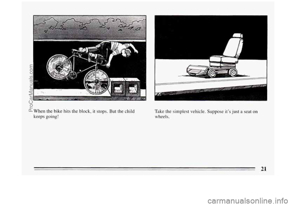 BUICK PARK AVENUE 1994 Owners Manual I 
When the bike hits the block, it stops. But the child 
keeps going! 
Take the simplest vehicle.  Suppose its just  a  seat on 
wheels. 
21 
ProCarManuals.com 