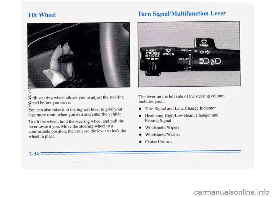 BUICK PARK AVENUE 1996 Manual Online ion ever
The lever on the left side of the steering column
includes your:
a Turn Signal and Lane Change Indicator
a Headlamp High/Low Beam Changer and
Passing Signal
a Windshield Wipers
a BUICK PARK AVENUE 1996 Manual Online ion ever
The lever on the left side of the steering column
includes your:
a Turn Signal and Lane Change Indicator
a Headlamp High/Low Beam Changer and
Passing Signal
a Windshield Wipers
a