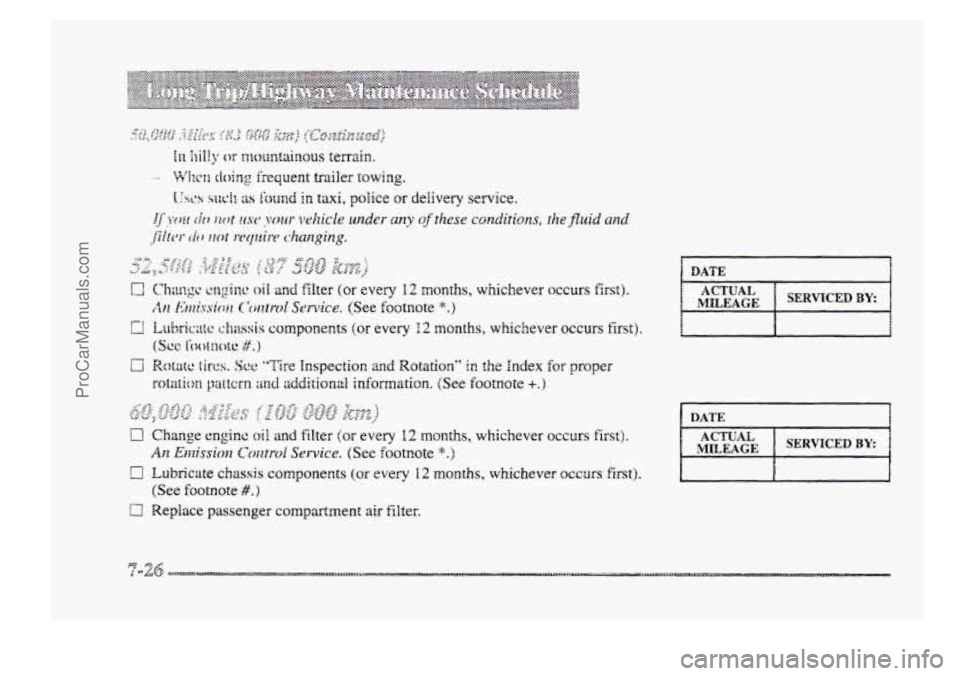 BUICK PARK AVENUE 1998  Owners Manual DATE I 
DATE 1 I 
I SERVICEDBY I MILEAGE 
ProCarManuals.com 