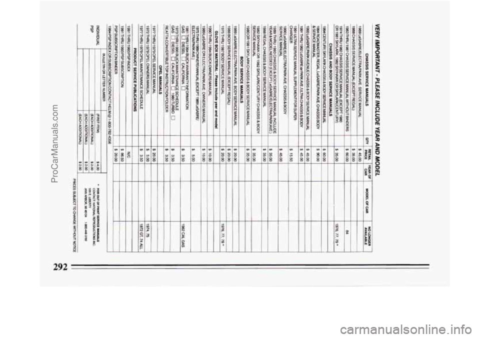 BUICK REGAL 1994  Owners Manual -0f In 
t3 
? C 
292 
ProCarManuals.com 