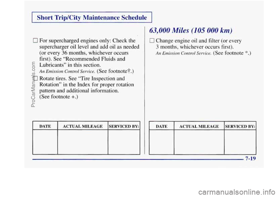 BUICK REGAL 1997 Owners Manual I Short TripKity Maintenance Schedule 1
0 For supercharged engines only: Check the
supercharger oil level and add oil as needed
(or every
36 months, whichever occurs
first). See “Recommende BUICK REGAL 1997 Owners Manual I Short TripKity Maintenance Schedule 1
0 For supercharged engines only: Check the
supercharger oil level and add oil as needed
(or every
36 months, whichever occurs
first). See “Recommende