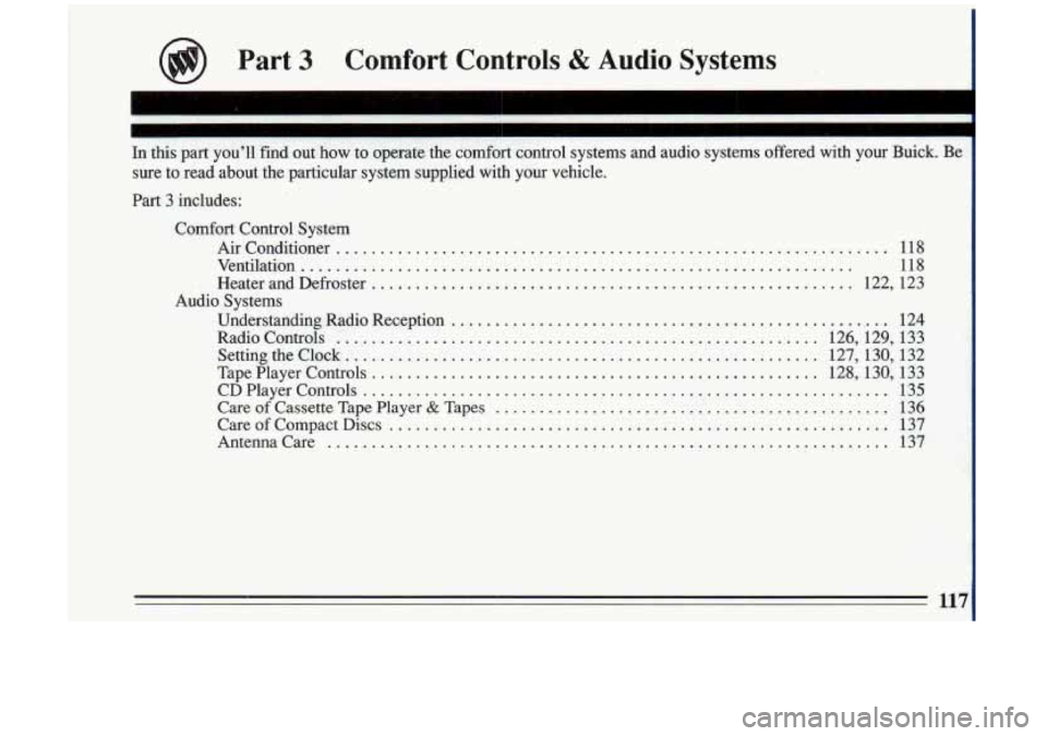 BUICK RIVIERA 1993  Owners Manual Part 3 Comfort Controls & Audio Systems  