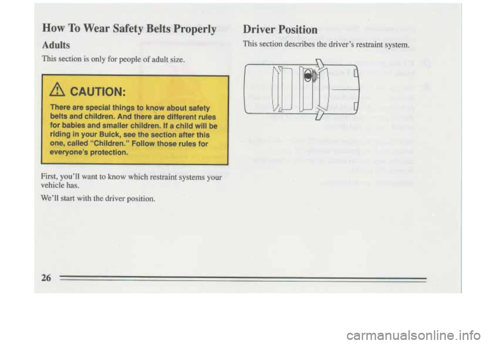 BUICK RIVIERA 1993 Owners Manual 