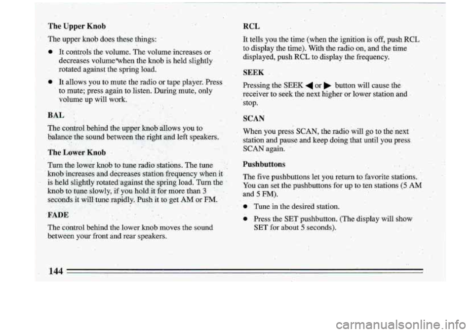 BUICK ROADMASTER 1993  Owners Manual 
