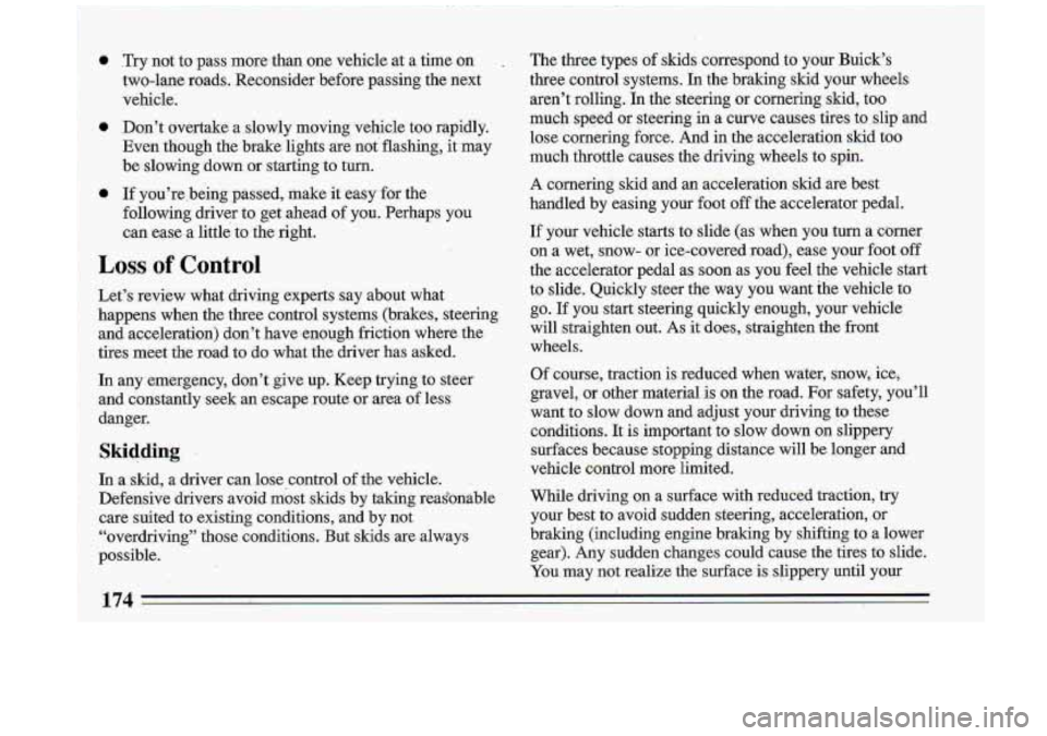 BUICK ROADMASTER 1993  Owners Manual 174  
