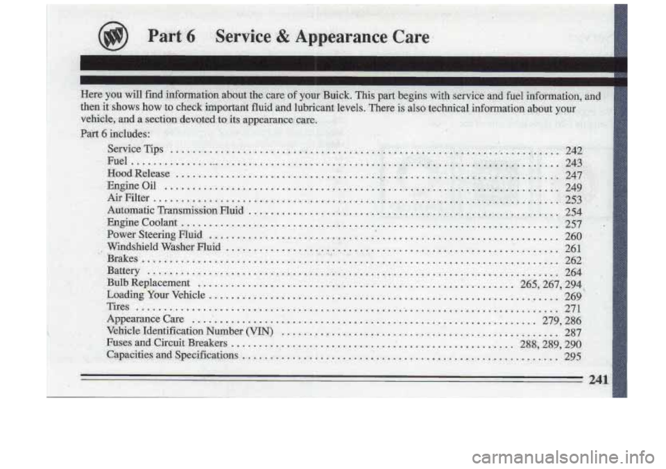 BUICK ROADMASTER 1993  Owners Manual Part 6 Service & Appearance Care  