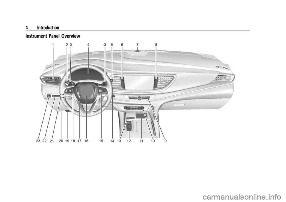BUICK ENCLAVE 2022  Owners Manual Buick Enclave Owner Manual (GMNA-Localizing-U.S./Canada/Mexico-
15253195) - 2022 - CRC - 11/3/21
4 Introduction
Instrument Panel Overview 
