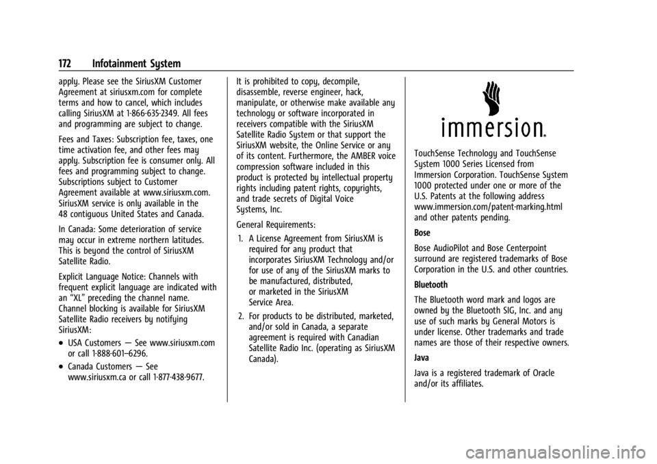 BUICK ENCLAVE 2023 Owners Manual Buick Enclave Owner Manual (GMNA-Localizing-U.S./Canada/Mexico-
16411536) - 2023 - CRC - 3/28/22
172 Infotainment System
apply. Please see the SiriusXM Customer
Agreement at siriusxm.com for complete
BUICK ENCLAVE 2023 Owners Manual Buick Enclave Owner Manual (GMNA-Localizing-U.S./Canada/Mexico-
16411536) - 2023 - CRC - 3/28/22
172 Infotainment System
apply. Please see the SiriusXM Customer
Agreement at siriusxm.com for complete