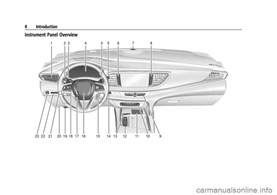 BUICK ENCLAVE 2023  Owners Manual Buick Enclave Owner Manual (GMNA-Localizing-U.S./Canada/Mexico-
16411536) - 2023 - CRC - 3/28/22
4 Introduction
Instrument Panel Overview 