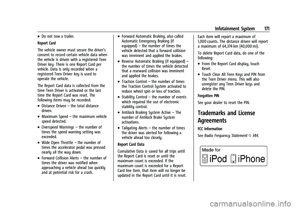 BUICK ENVISION 2022 Manual PDF Buick Envision Owner Manual (GMNA-Localizing-U.S./Canada/Mexico-
15218978) - 2022 - CRC - 5/12/21
Infotainment System 171
.Do not tow a trailer.
Report Card
The vehicle owner must secure the driver’ BUICK ENVISION 2022 Manual PDF Buick Envision Owner Manual (GMNA-Localizing-U.S./Canada/Mexico-
15218978) - 2022 - CRC - 5/12/21
Infotainment System 171
.Do not tow a trailer.
Report Card
The vehicle owner must secure the driver’