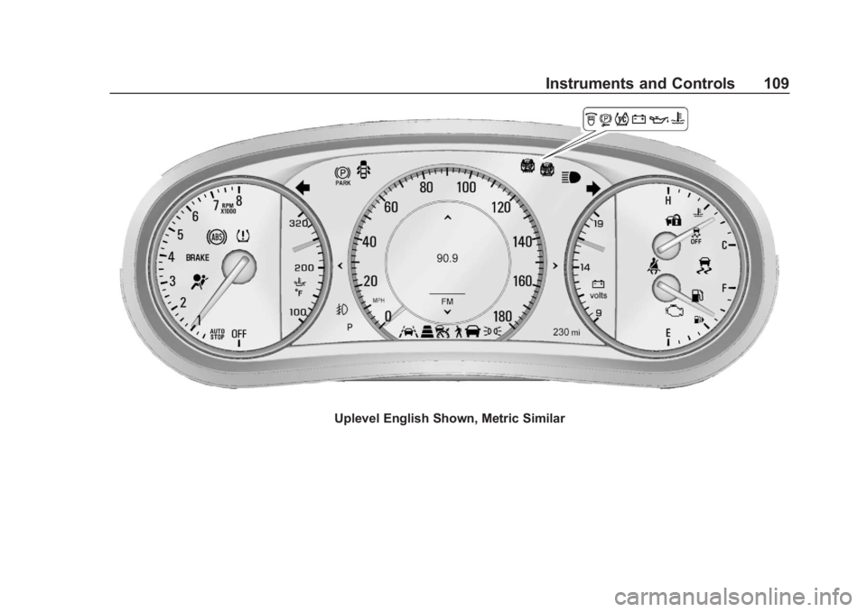 BUICK REGAL 2020 Owners Manual Buick Regal Owner Manual (GMNA-Localizing-U.S./Canada-13557849) -
2020 - CRC - 6/25/19
Instruments and Controls 109
Uplevel English Shown, Metric Similar BUICK REGAL 2020 Owners Manual Buick Regal Owner Manual (GMNA-Localizing-U.S./Canada-13557849) -
2020 - CRC - 6/25/19
Instruments and Controls 109
Uplevel English Shown, Metric Similar