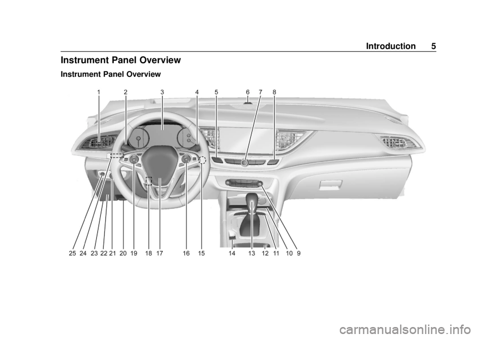BUICK REGAL 2020  Owners Manual Buick Regal Owner Manual (GMNA-Localizing-U.S./Canada-13557849) -
2020 - CRC - 6/25/19
Introduction 5
Instrument Panel Overview
Instrument Panel Overview 