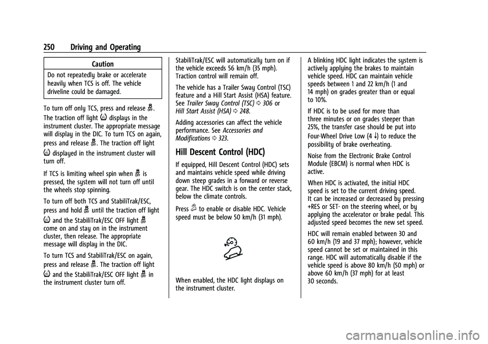 GMC SIERRA 2021 Owners Manual GMC Sierra/Sierra Denali 1500 Owner Manual (GMNA-Localizing-U.S./
Canada/Mexico-14632426) - 2021 - CRC - 11/5/20
250 Driving and Operating
Caution
Do not repeatedly brake or accelerate
heavily when TC GMC SIERRA 2021 Owners Manual GMC Sierra/Sierra Denali 1500 Owner Manual (GMNA-Localizing-U.S./
Canada/Mexico-14632426) - 2021 - CRC - 11/5/20
250 Driving and Operating
Caution
Do not repeatedly brake or accelerate
heavily when TC
