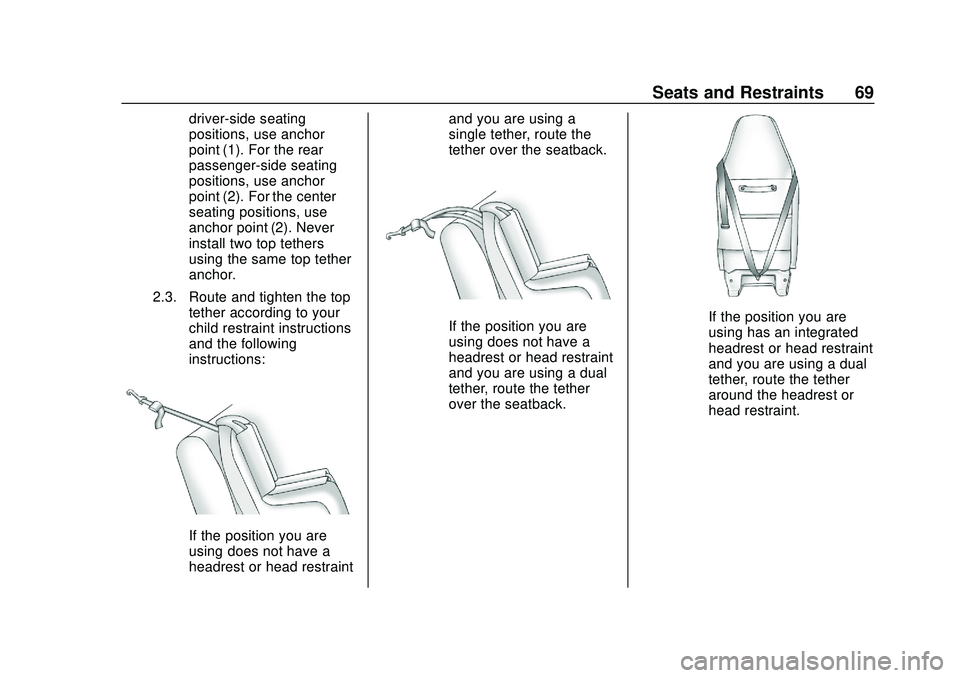 GMC SAVANA 2020 Owners Manual GMC Savana Owner Manual (GMNA-Localizing-U.S./Canada-13882574) -
2020 - CRC - 11/1/19
Seats and Restraints 69
driver-side seating
positions, use anchor
point (1). For the rear
passenger-side seating
p GMC SAVANA 2020 Owners Manual GMC Savana Owner Manual (GMNA-Localizing-U.S./Canada-13882574) -
2020 - CRC - 11/1/19
Seats and Restraints 69
driver-side seating
positions, use anchor
point (1). For the rear
passenger-side seating
p