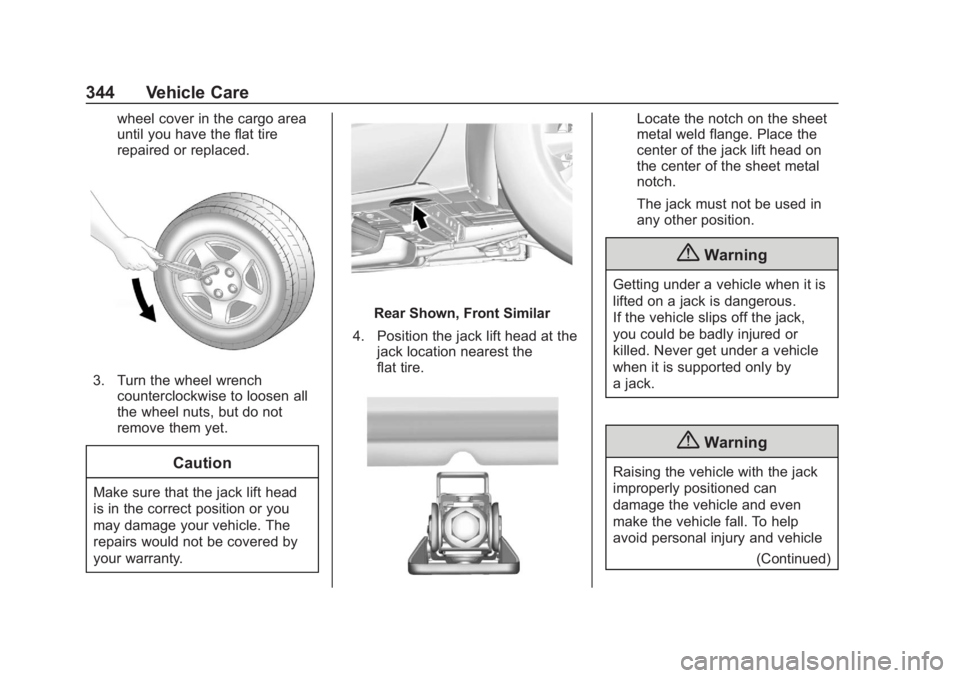 GMC TERRAIN 2020  Owners Manual GMC Terrain/Terrain Denali Owner Manual (GMNA-Localizing-U.S./Canada/
Mexico-13556230) - 2020 - CRC - 9/5/19
344 Vehicle Care
wheel cover in the cargo area
until you have the flat tire
repaired or rep