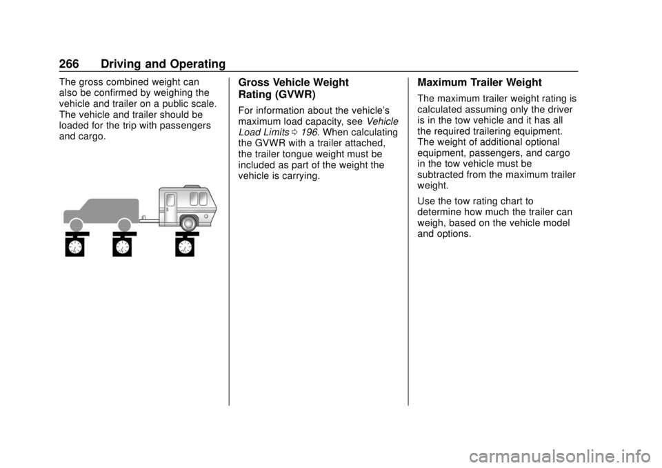 GMC YUKON 2020  Owners Manual GMC Yukon/Yukon XL/Denali Owner Manual (GMNA-Localizing-U.S./
Canada/Mexico-13566587) - 2020 - CRC - 4/15/19
266 Driving and Operating
The gross combined weight can
also be confirmed by weighing the
v