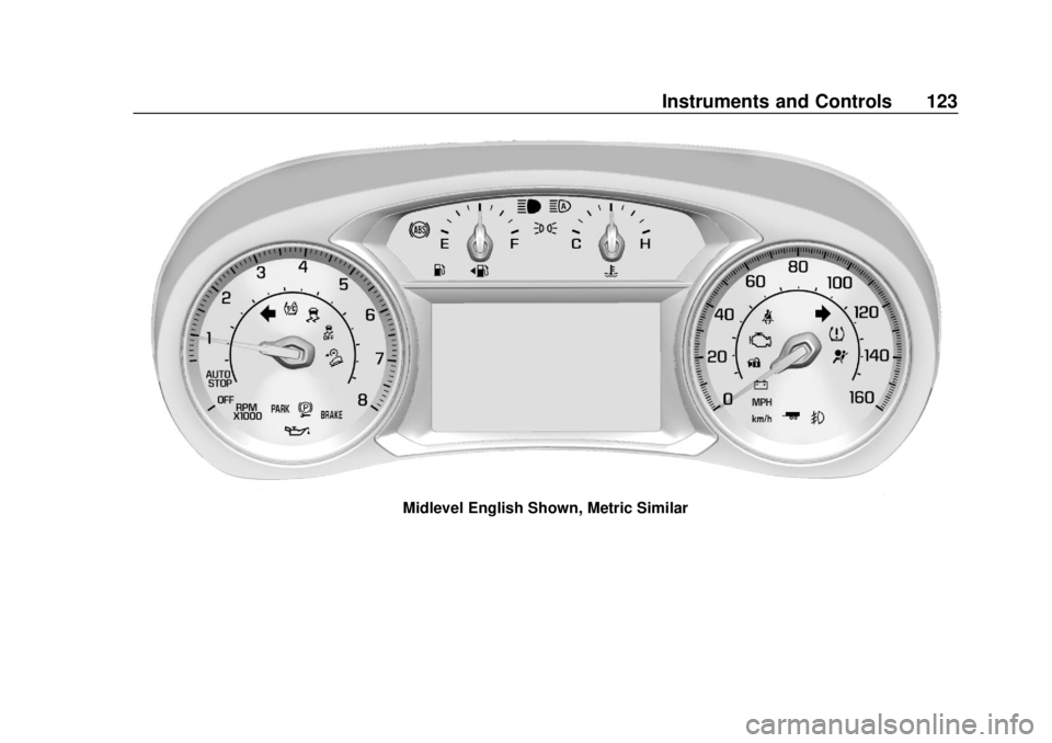 GMC TERRAIN 2019 Owners Guide GMC Terrain/Terrain Denali Owner Manual (GMNA-Localizing-U.S./Canada/
Mexico-12146071) - 2019 - crc - 7/27/18
Instruments and Controls 123
Midlevel English Shown, Metric Similar GMC TERRAIN 2019 Owners Guide GMC Terrain/Terrain Denali Owner Manual (GMNA-Localizing-U.S./Canada/
Mexico-12146071) - 2019 - crc - 7/27/18
Instruments and Controls 123
Midlevel English Shown, Metric Similar