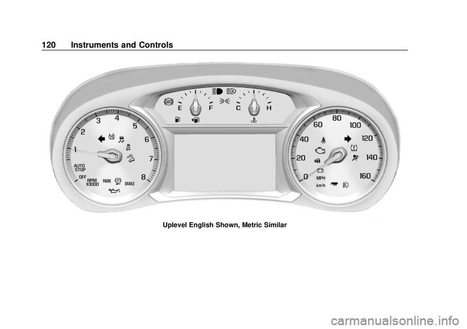 GMC TERRAIN 2018  Owners Manual GMC Terrain/Terrain Denali Owner Manual (GMNA-Localizing-U.S./Canada/
Mexico-10664916) - 2018 - crc - 9/15/17
120 Instruments and Controls
Uplevel English Shown, Metric Similar 