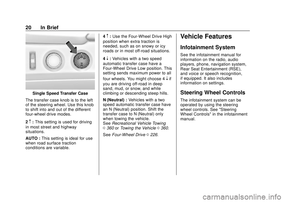 GMC YUKON 2018 Owners Manual GMC Yukon/Yukon XL/Denali Owner Manual (GMNA-Localizing-U.S./
Canada/Mexico-11349262) - 2018 - CRC - 11/3/17
20 In Brief
Single Speed Transfer Case
The transfer case knob is to the left
of the steerin GMC YUKON 2018 Owners Manual GMC Yukon/Yukon XL/Denali Owner Manual (GMNA-Localizing-U.S./
Canada/Mexico-11349262) - 2018 - CRC - 11/3/17
20 In Brief
Single Speed Transfer Case
The transfer case knob is to the left
of the steerin