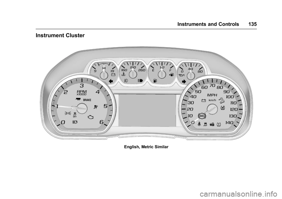 GMC YUKON 2017 Owners Manual GMC Yukon/Yukon XL/Denali Owner Manual (GMNA-Localizing-U.S./
Canada/Mexico-9955936) - 2017 - crc - 11/9/16
Instruments and Controls 135
Instrument Cluster
English, Metric Similar GMC YUKON 2017 Owners Manual GMC Yukon/Yukon XL/Denali Owner Manual (GMNA-Localizing-U.S./
Canada/Mexico-9955936) - 2017 - crc - 11/9/16
Instruments and Controls 135
Instrument Cluster
English, Metric Similar