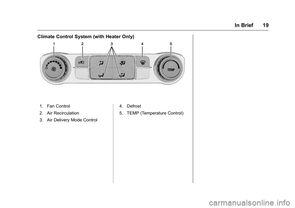 GMC SIERRA 2016 User Guide GMC Sierra Owner Manual (GMNA-Localizing-U.S./Canada/Mexico-
9234758) - 2016 - crc - 11/9/15
In Brief 19
Climate Control System (with Heater Only)
1. Fan Control
2. Air Recirculation
3. Air Delivery M GMC SIERRA 2016 User Guide GMC Sierra Owner Manual (GMNA-Localizing-U.S./Canada/Mexico-
9234758) - 2016 - crc - 11/9/15
In Brief 19
Climate Control System (with Heater Only)
1. Fan Control
2. Air Recirculation
3. Air Delivery M