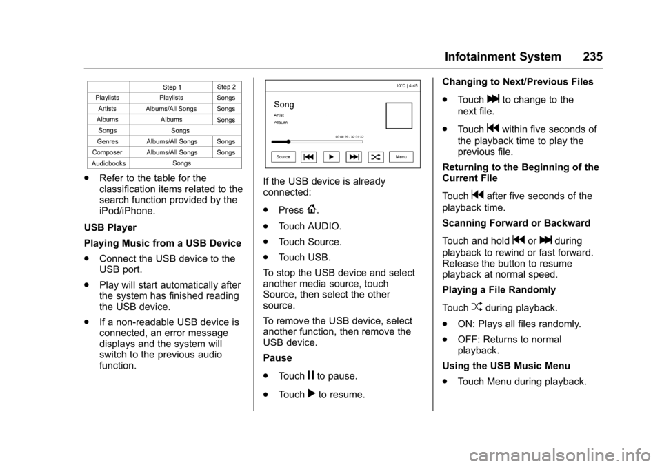 GMC SIERRA 2016 Owners Guide GMC Sierra Owner Manual (GMNA-Localizing-U.S./Canada/Mexico-
9234758) - 2016 - crc - 11/9/15
Infotainment System 235
.Refer to the table for the
classification items related to the
search function pro