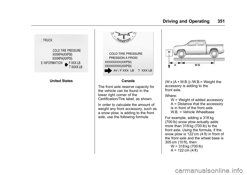 GMC SIERRA 2016 Owners Manual GMC Sierra Owner Manual (GMNA-Localizing-U.S./Canada/Mexico-
9234758) - 2016 - crc - 11/9/15
Driving and Operating 351
United StatesCanada
The front axle reserve capacity for
the vehicle can be found GMC SIERRA 2016 Owners Manual GMC Sierra Owner Manual (GMNA-Localizing-U.S./Canada/Mexico-
9234758) - 2016 - crc - 11/9/15
Driving and Operating 351
United StatesCanada
The front axle reserve capacity for
the vehicle can be found