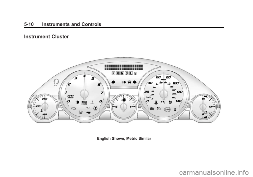 GMC ACADIA 2014 Owners Manual Black plate (10,1)GMC Acadia/Acadia Denali Owner Manual (GMNA-Localizing-U.S./Canada/
Mexico-6014315) - 2014 - crc - 8/15/13
5-10 Instruments and Controls
Instrument Cluster
English Shown, Metric Simi GMC ACADIA 2014 Owners Manual Black plate (10,1)GMC Acadia/Acadia Denali Owner Manual (GMNA-Localizing-U.S./Canada/
Mexico-6014315) - 2014 - crc - 8/15/13
5-10 Instruments and Controls
Instrument Cluster
English Shown, Metric Simi